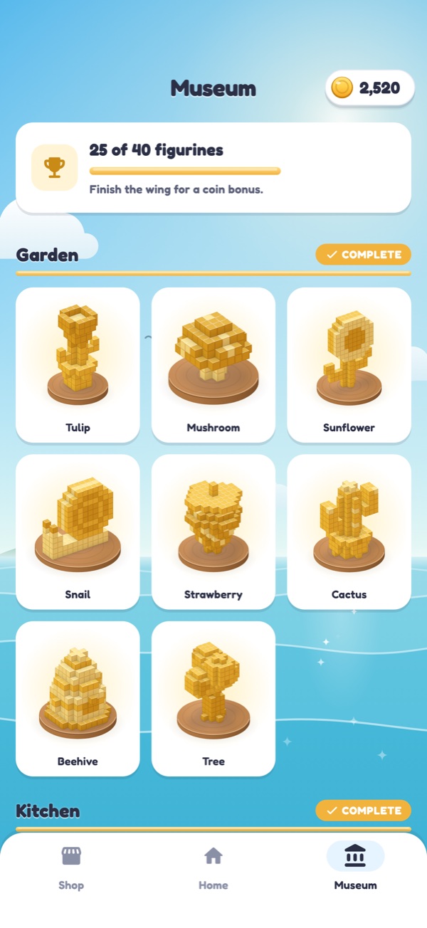 The Museum shelves of golden figurines