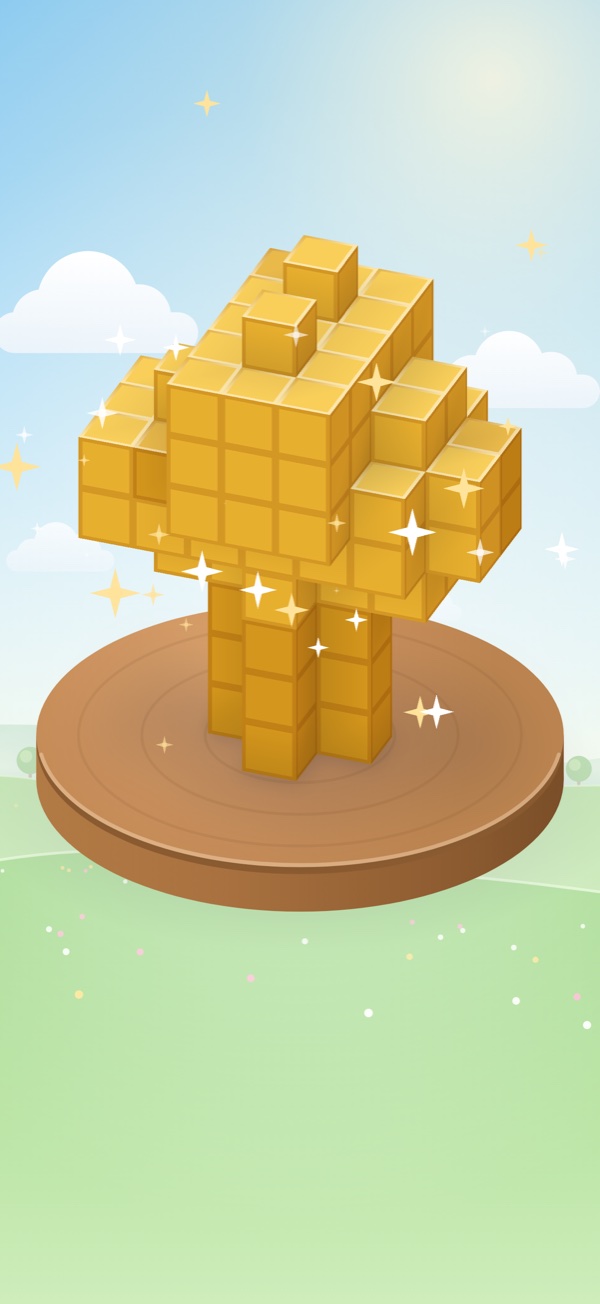 A golden tree figurine on its pedestal